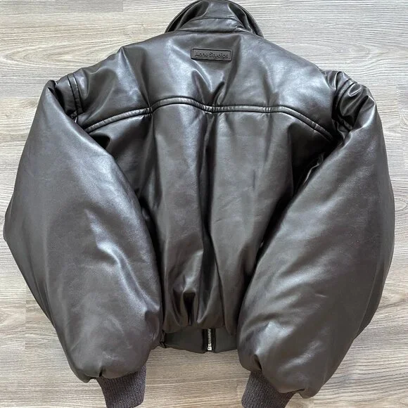 Acne Studios Coated Brown Bomber Jacket - Picture 6 of 7